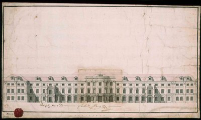 Ludwigsburg Paleis. Gevelontwerp van de noordvleugel door Unbekannt