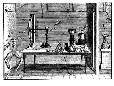 Experimenten van Luigi Galvani met elektriciteit, 1791 door Unbekannt