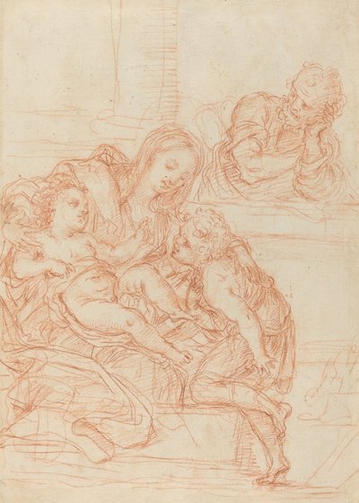 Madonna en Kind met Heiligen Johannes en Jozef [recto], 17e eeuw door Unbekannt