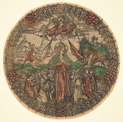 Madonna in een krans van rozen, 1490-1500 door Unbekannt