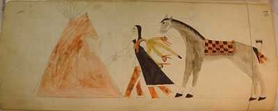 Maffet Ledger: Indiaan en Paard, ca. 1874-81 door Unbekannt