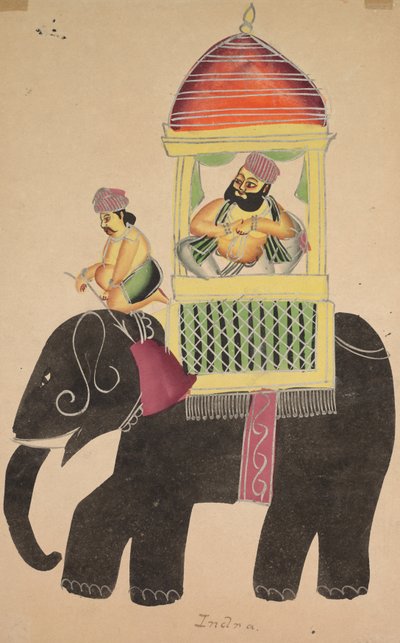 Mahant van Tarakeshwar rijdt op een olifant, 1800s door Unbekannt
