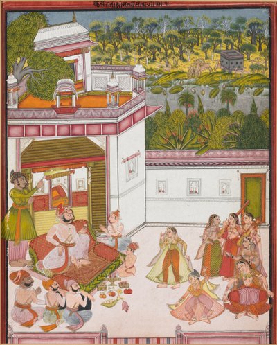 Maharadja van Kotah luistert naar muziek en kijkt naar dansers, ca. 1820 door Unbekannt