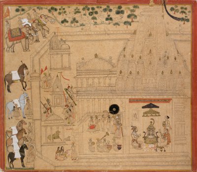 Maharana Amar Singh van Mewar bij de Eklingji tempel, c1705 door Unbekannt
