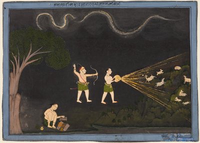 Maharana Jagat Singh gekleed als een Bhil, jacht op herten 