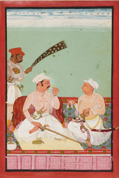 Maharao Ratan Singh met hovelingen, ca. 1670 door Unbekannt