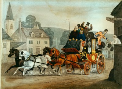 Postkoets op de route van Bath naar Londen door Unbekannt