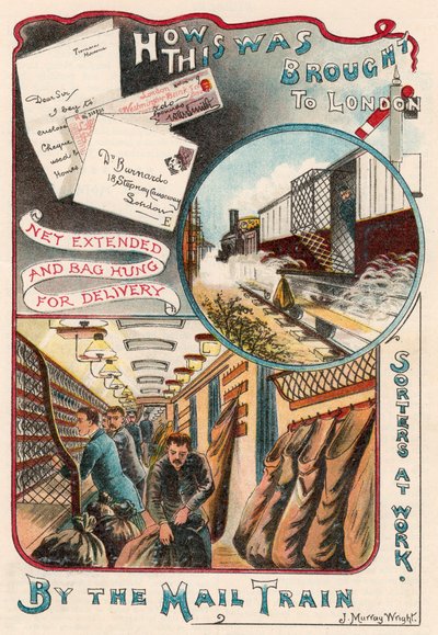 Posttrein die brieven naar Londen vervoert vanuit steden en dorpen in Groot-Brittannië, c1900 door Unbekannt
