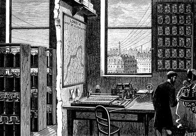 Hoofdstation van de Exchange Telegraph Company, Londen, 1882 door Unbekannt
