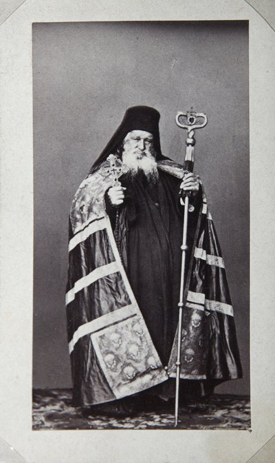 Makarios, aartsbisschop van het St. Panteleimon Klooster op de berg Athos, Griekenland, 1870s door Unbekannt