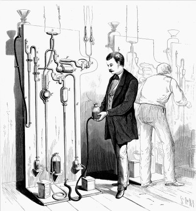 Het Maken van Edison gloeilampen, 1880 door Unbekannt
