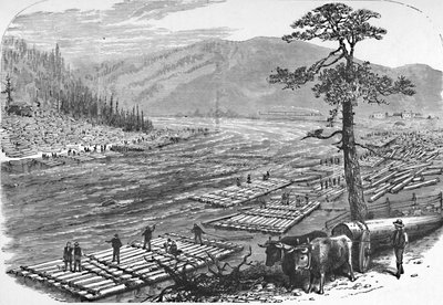 Vlotten maken op de Susquehanna-rivier. Een scène op de lijn van de Erie Railroad, 1883 door Unbekannt