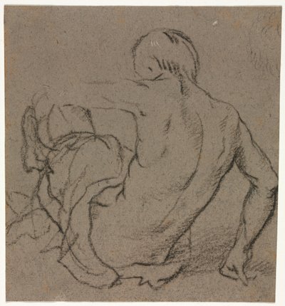 Man Zittend op de Grond, Van Achteren Gezien recto, 1500s door Unbekannt