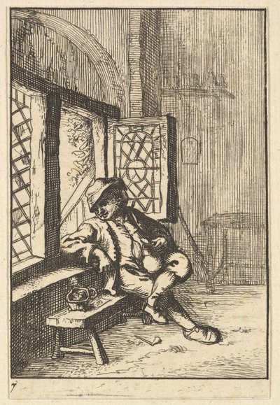 Man zittend bij een raam kopie, 1610-85 door Unbekannt
