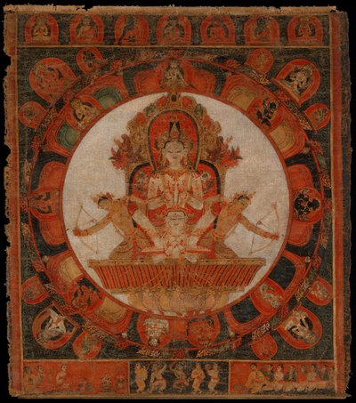 Mandala van Chandra, god van de maan, laat 14e-begin 15e eeuw door Unbekannt