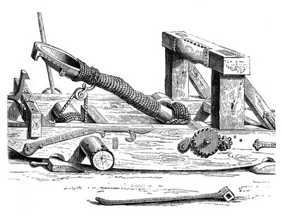 Mangonel, een oorlogsmachine in de 15e eeuw, 1870 door Unbekannt