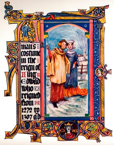 Manskostuum in het bewind van koning Edward I, 1909 door Unbekannt