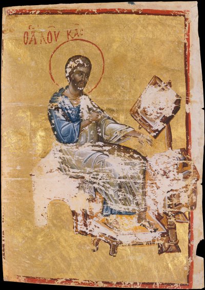 Manuscriptverlichting met de evangelist Lucas, Byzantijns, laat 13e-begin 14e eeuw door Unbekannt