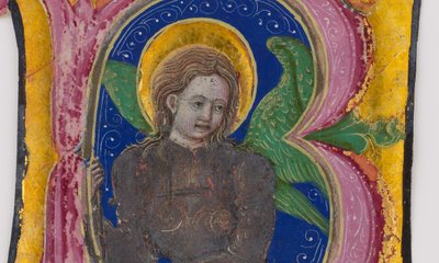 Manuscriptblad Snede uit een Koorboek met een Verlichte Initiaal B door Unbekannt