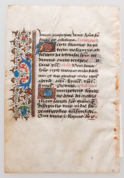 Manuscriptblad, uit een getijdenboek, 15e eeuw door Unbekannt