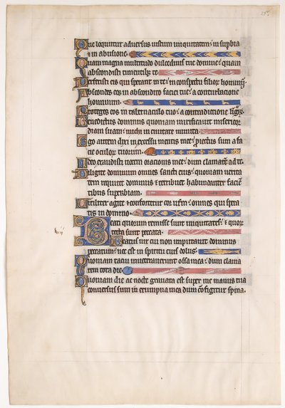 Manuscriptblad uit een koninklijke psalter, 13e eeuw door Unbekannt