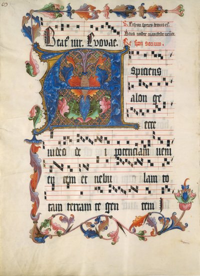 Manuscriptblad met Initiaal A, uit een Antifonarium, ca. 1425-50 door Unbekannt