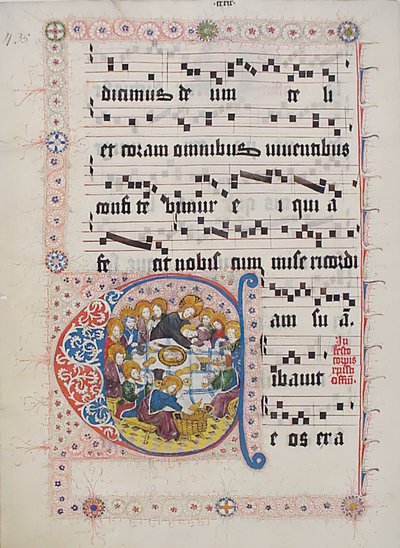 Manuscriptblad met Initiaal C, uit een Graduale, Duits, tweede kwart 15e eeuw door Unbekannt