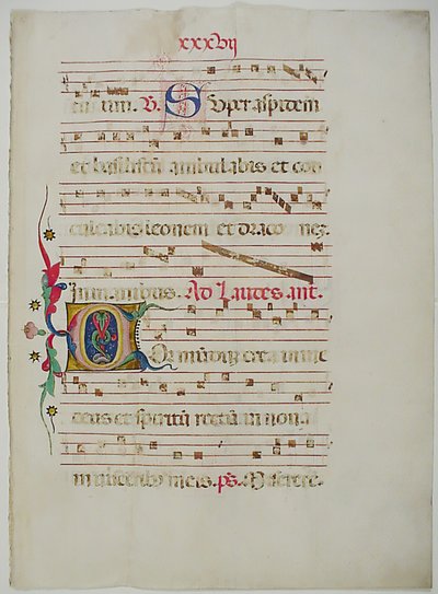 Manuscriptblad met initiaal C, uit een Antifonarium, Italiaans, 15e eeuw door Unbekannt