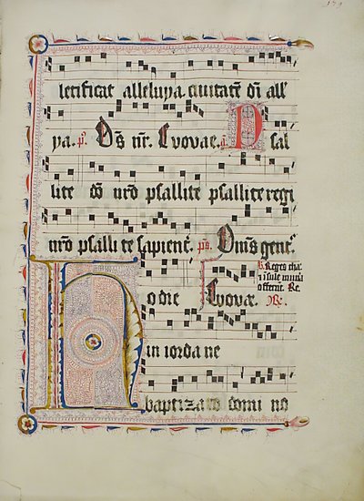 Manuscriptblad met initiaal H, uit een Antifonarium, Duits, tweede kwart 15e eeuw door Unbekannt