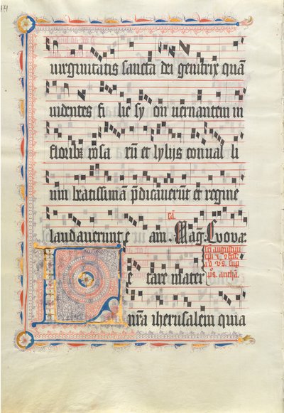 Manuscript Blad met Initiaal L, uit een Antifonarium, tweede kwart 15e eeuw door Unbekannt