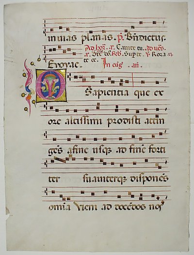 Manuscriptblad met Initiaal O, uit een Antifonarium, Italiaans, 15e eeuw door Unbekannt