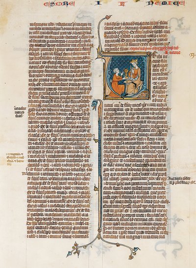 Manuscriptblad met Opening van Het Boek van Nehemias, uit een Bijbel, Frans, ca. 1280-1300 door Unbekannt