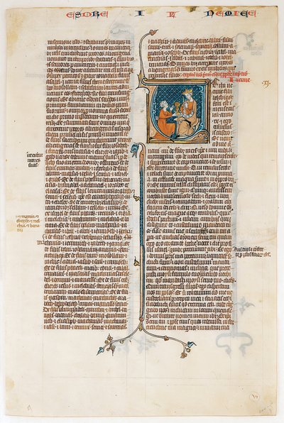 Manuscriptblad met Begin van Het Boek Nehemia, uit een Bijbel, ca. 1280-1300 door Unbekannt