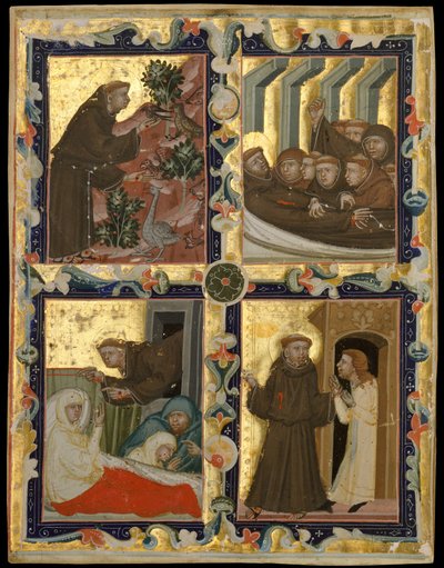 Manuscriptblad met scènes uit het leven van Sint Franciscus van Assisi, ca. 1320-42 door Unbekannt