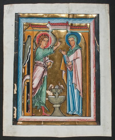 Manuscriptblad met de Aankondiging, uit een Psalter, midden 13e eeuw door Unbekannt
