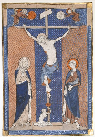 Manuscriptblad met de kruisiging, uit een missaal, Frans, ca. 1270-80 door Unbekannt