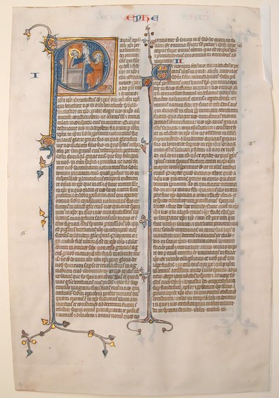 Manuscriptblad met de opening van de brief van Sint Paulus aan de Efeziërs, uit een Bijbel, ca. 13e eeuw door Unbekannt
