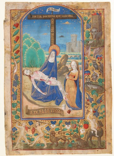Manuscriptblad met de Pieta, uit een Getijdenboek, laatste kwart 15e eeuw door Unbekannt