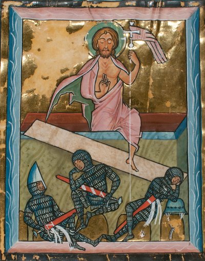 Manuscriptblad met de Opstanding, uit een Psalter, Duits, midden 13e eeuw door Unbekannt