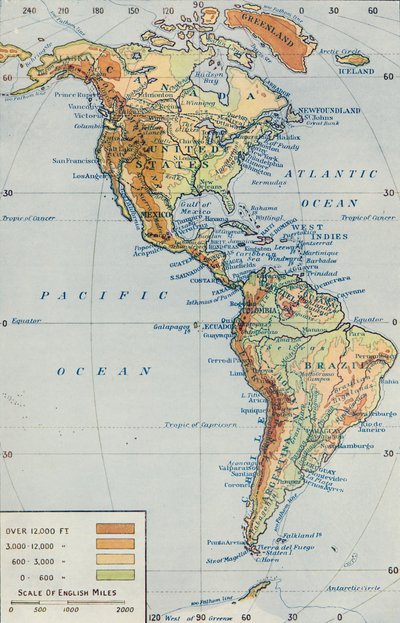 Kaart - Het continent Amerika, 1916 door Unbekannt