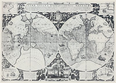Kaart met de reis van Drake om de wereld 1577-1580, 1923 door Unbekannt