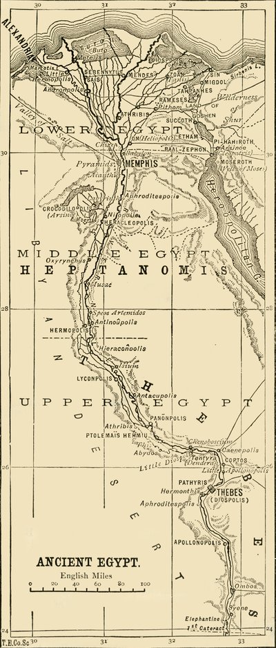 Kaart van het oude Egypte, 1890 door Unbekannt