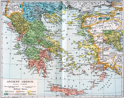 Kaart van het Oude Griekenland, 1902 door Unbekannt