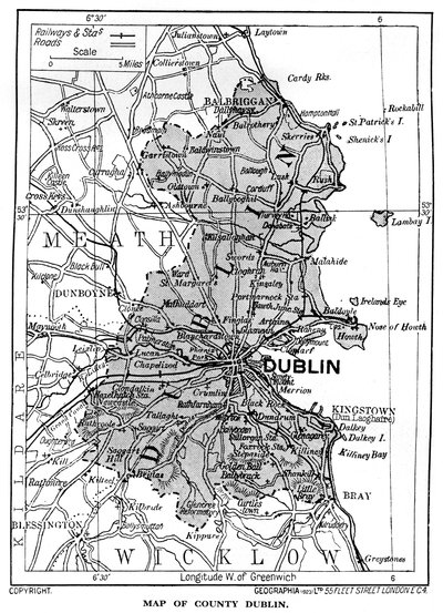 Kaart van County Dublin, Ierland, 1924-1926 door Unbekannt