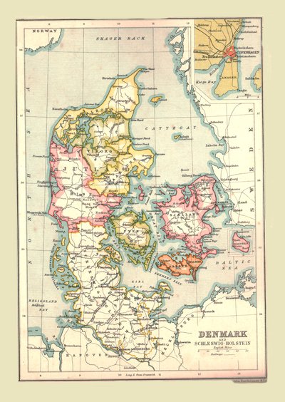 Kaart van Denemarken, 1902 door Unbekannt