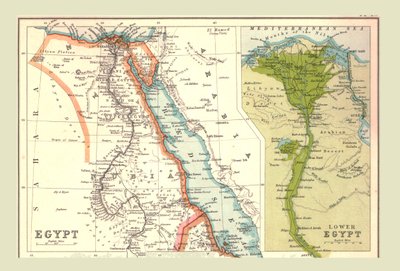 Kaart van Egypte, 1902 door Unbekannt