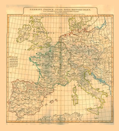 Kaart van Europa, 1821 door Unbekannt