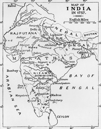 Kaart van India in 1757 door Unbekannt