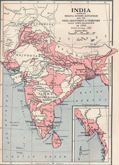 Kaart van India in 1856 door Unbekannt