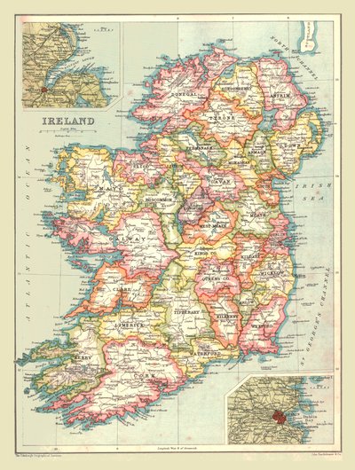 Kaart van Ierland, 1902 door Unbekannt